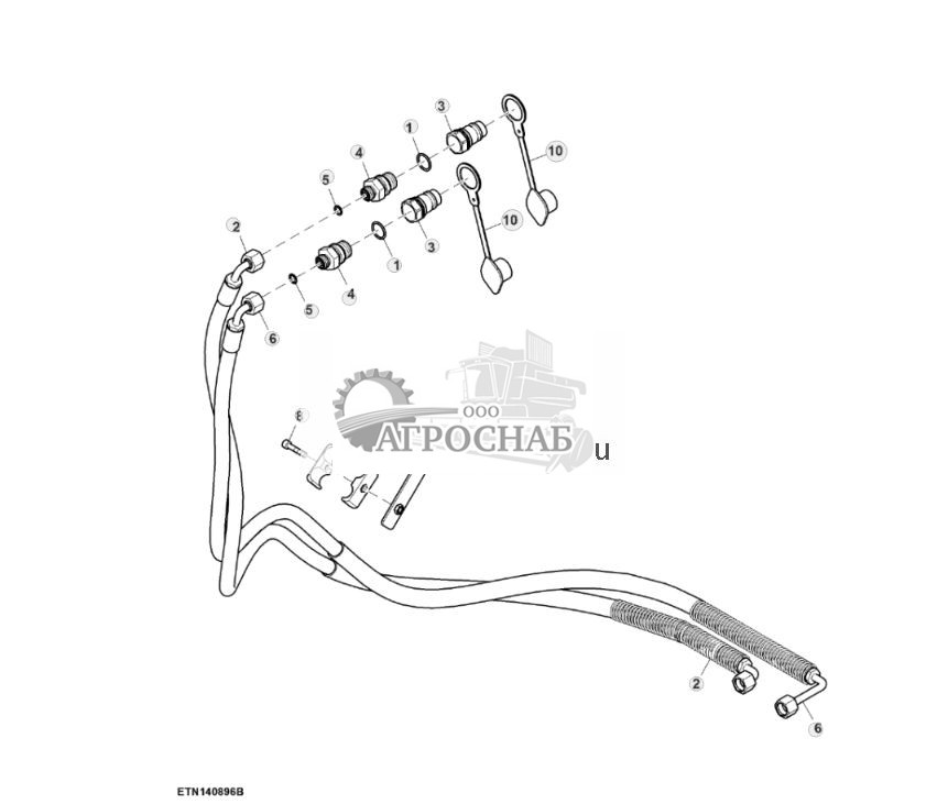 Гидравлические шланги, гидрофицированный крюк, с соединением быстроразъемной муфты, без переднего SCV - ST832616 1100.jpg